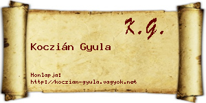 Koczián Gyula névjegykártya